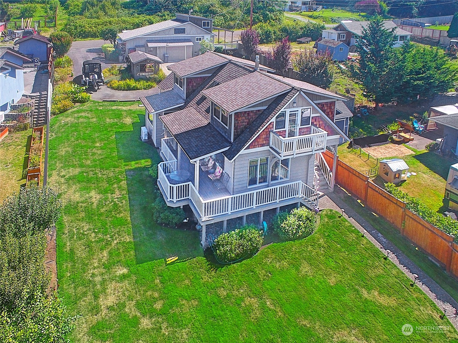 an aerial view of a house