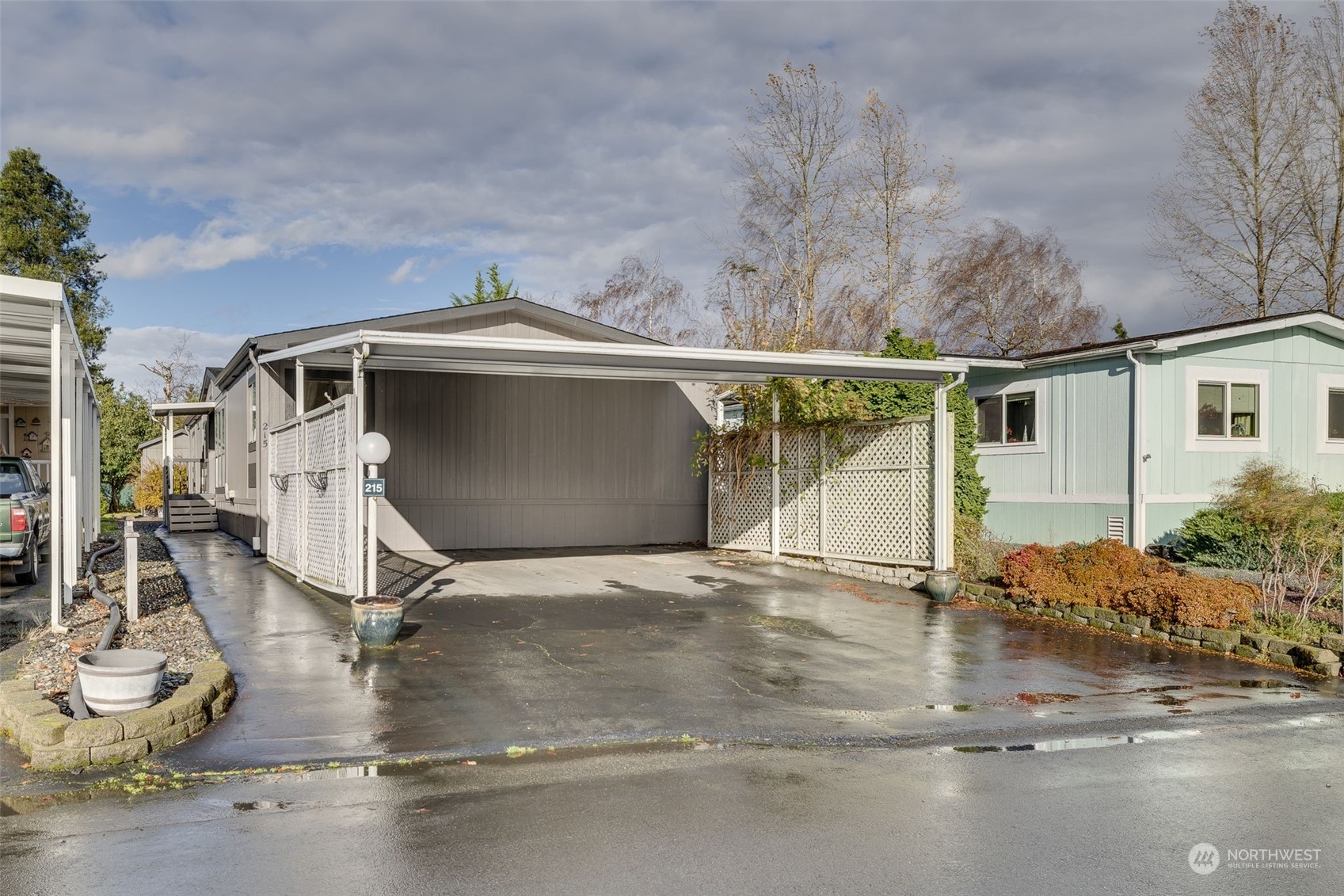 a front view of a house with entertaining space