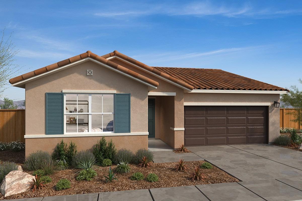 a front view of a house with garage