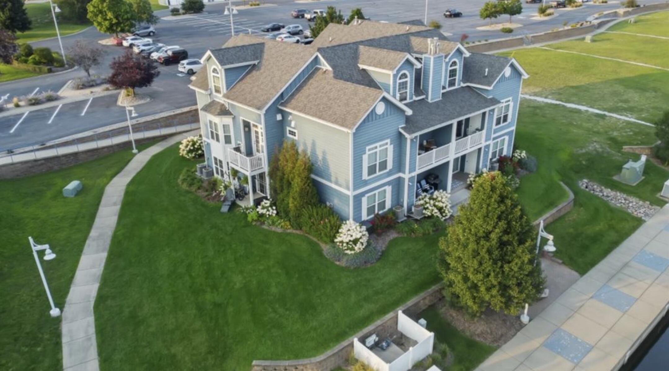 an aerial view of a house