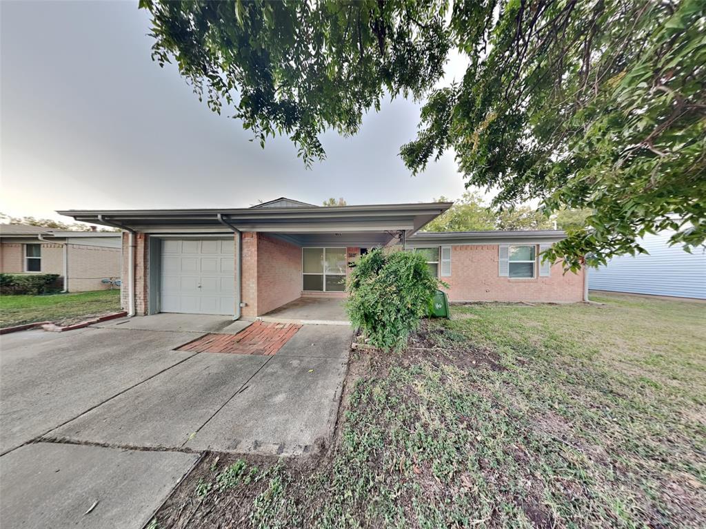 front view of a house with a tree