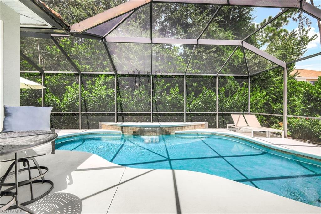 a view of a patio with a backyard