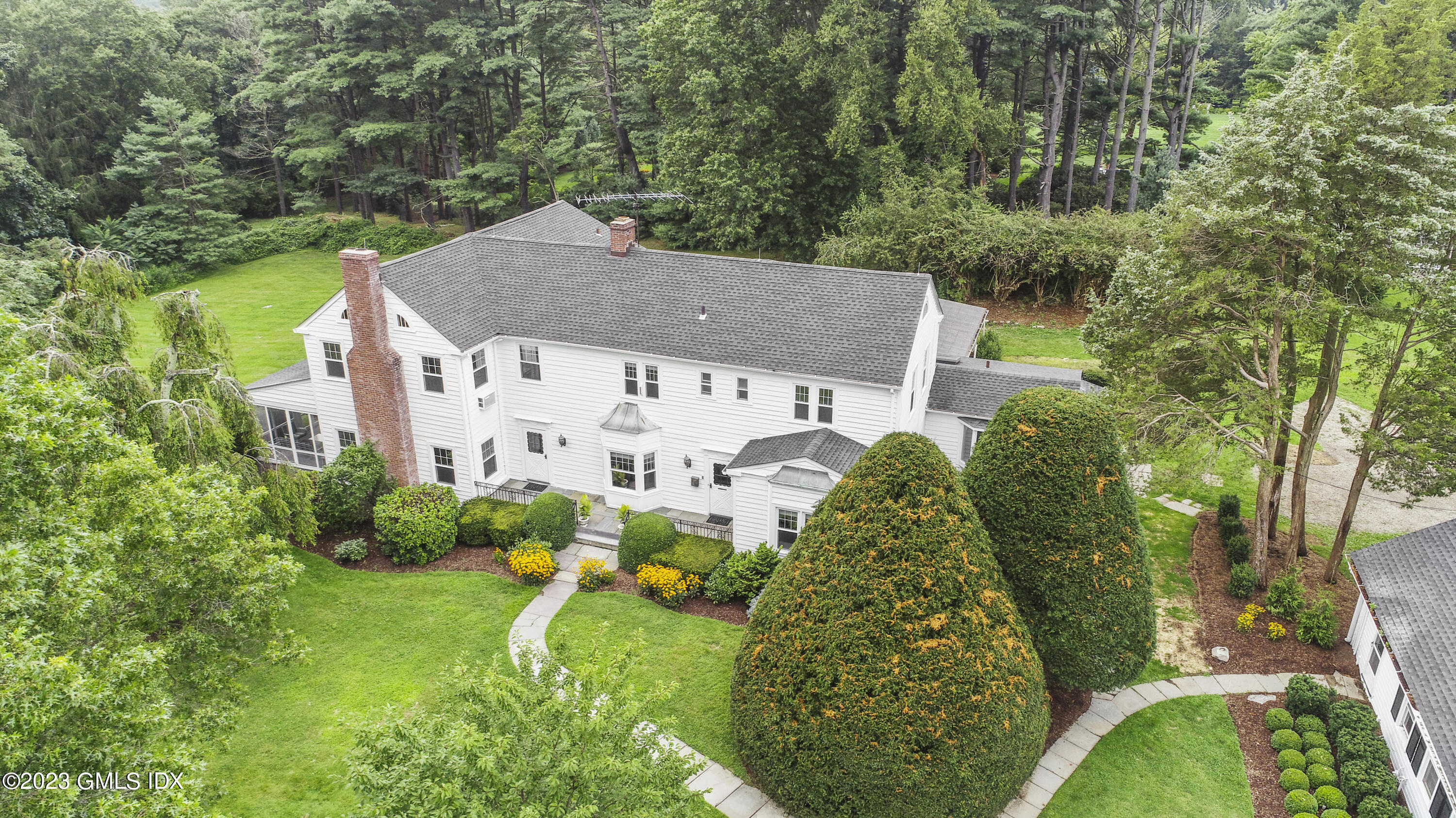 an aerial view of a house