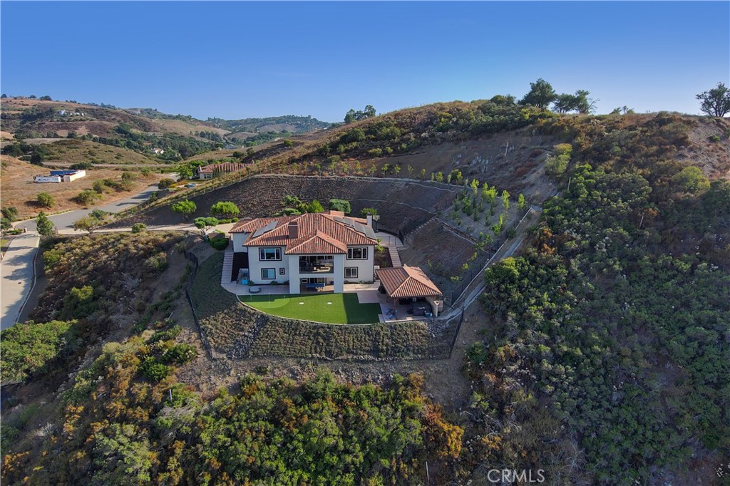 an aerial view of a house