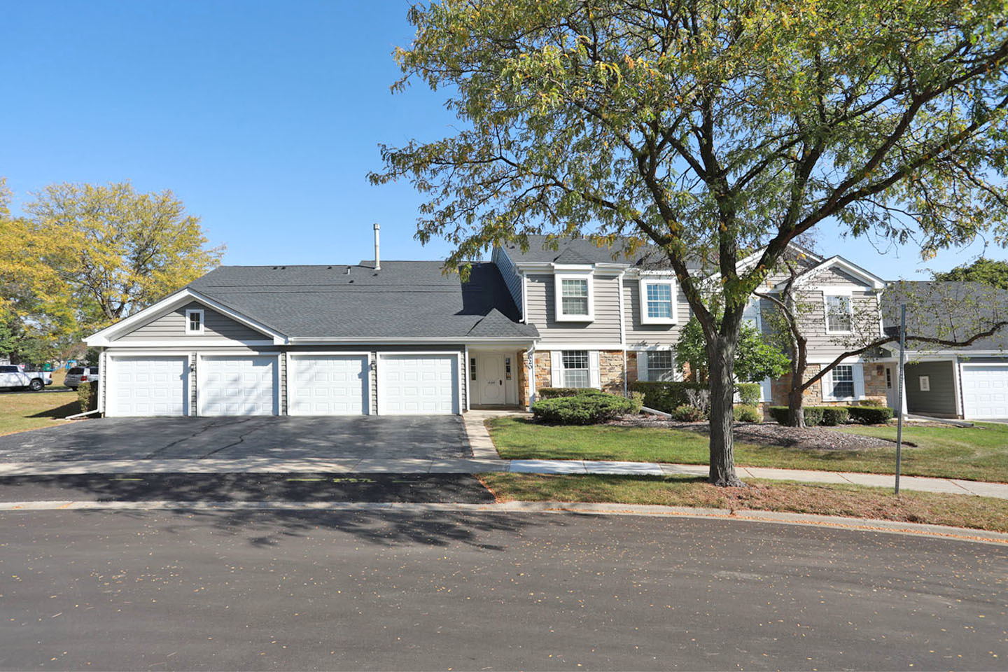 front view of a house with a street