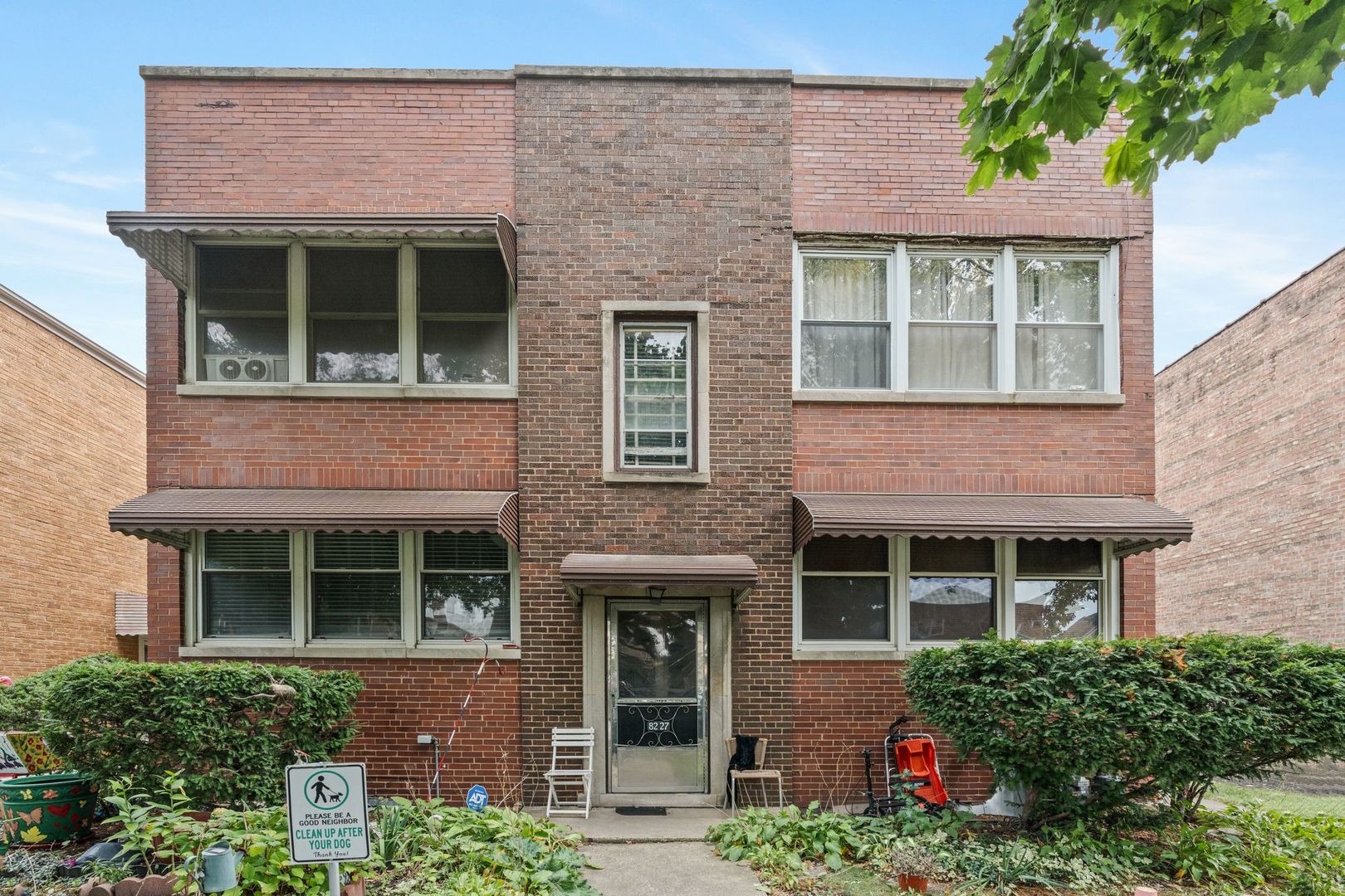 front view of a brick house