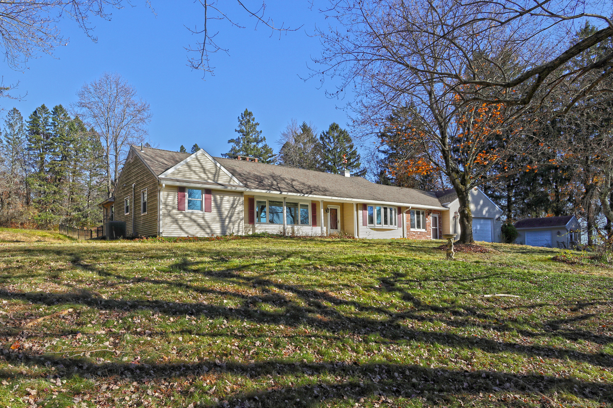 Perched high up with gorgeous nature views, solid ranch with 2 car garage and shed