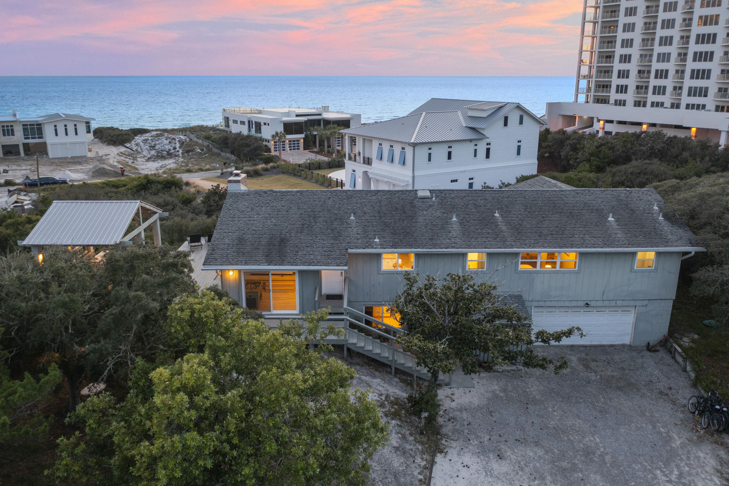 an aerial view of a house