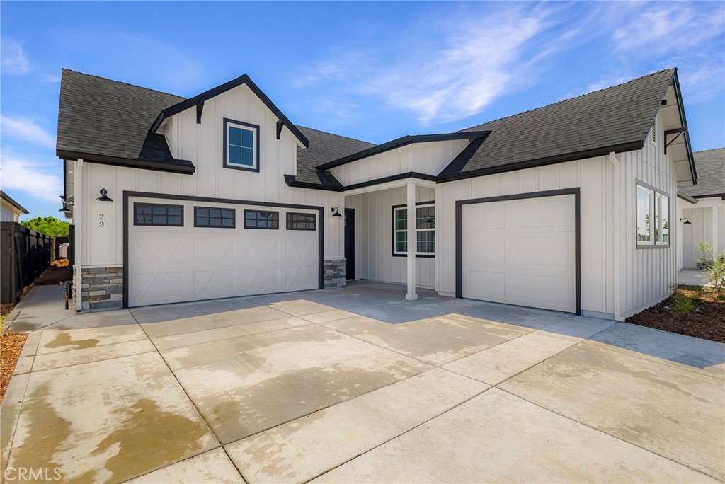 a view of a house with a garage