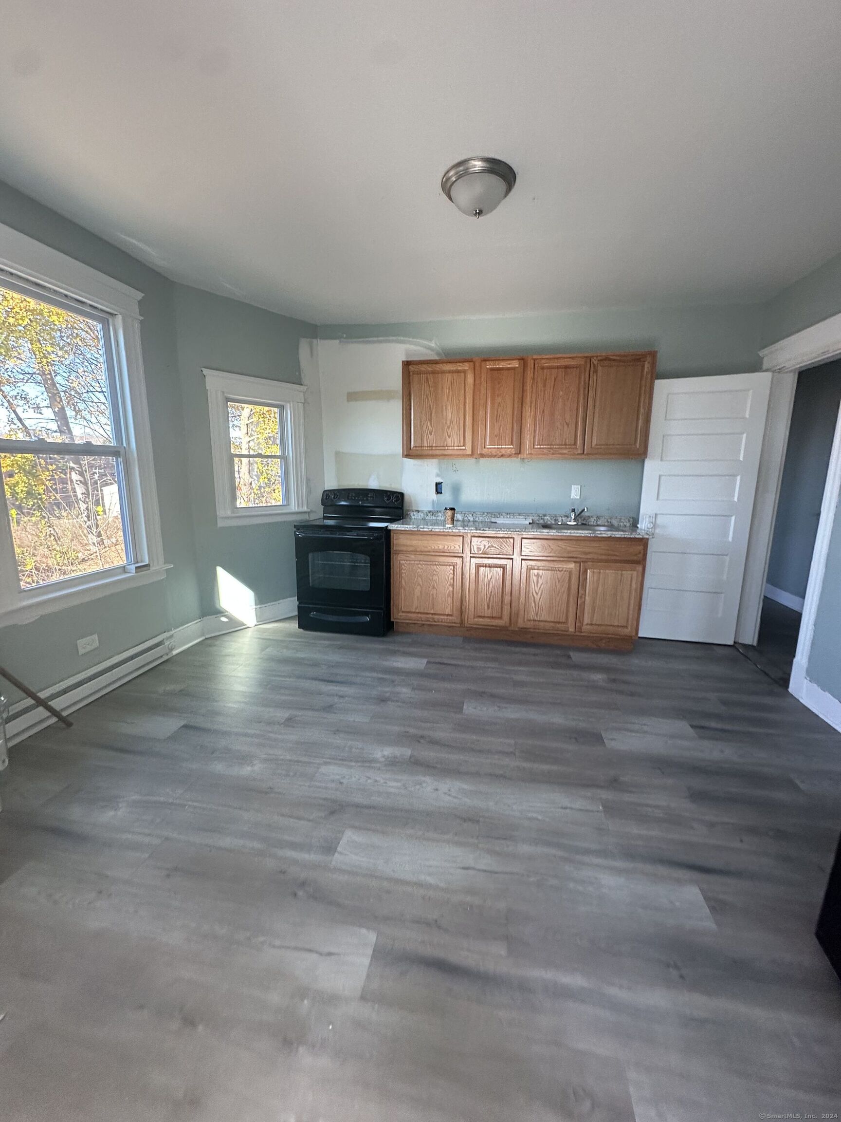 a view of kitchen and window