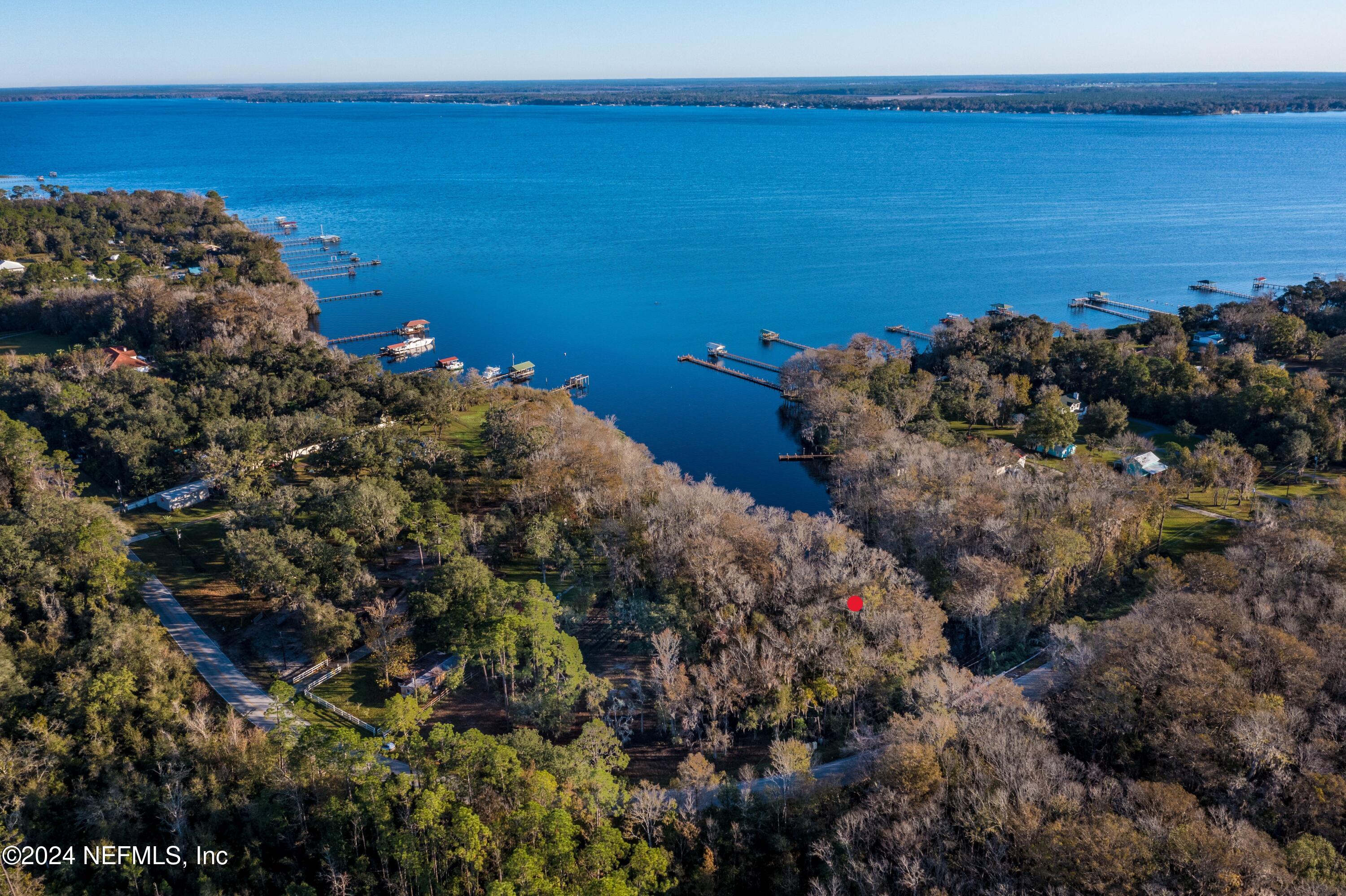 Overhead view facing water