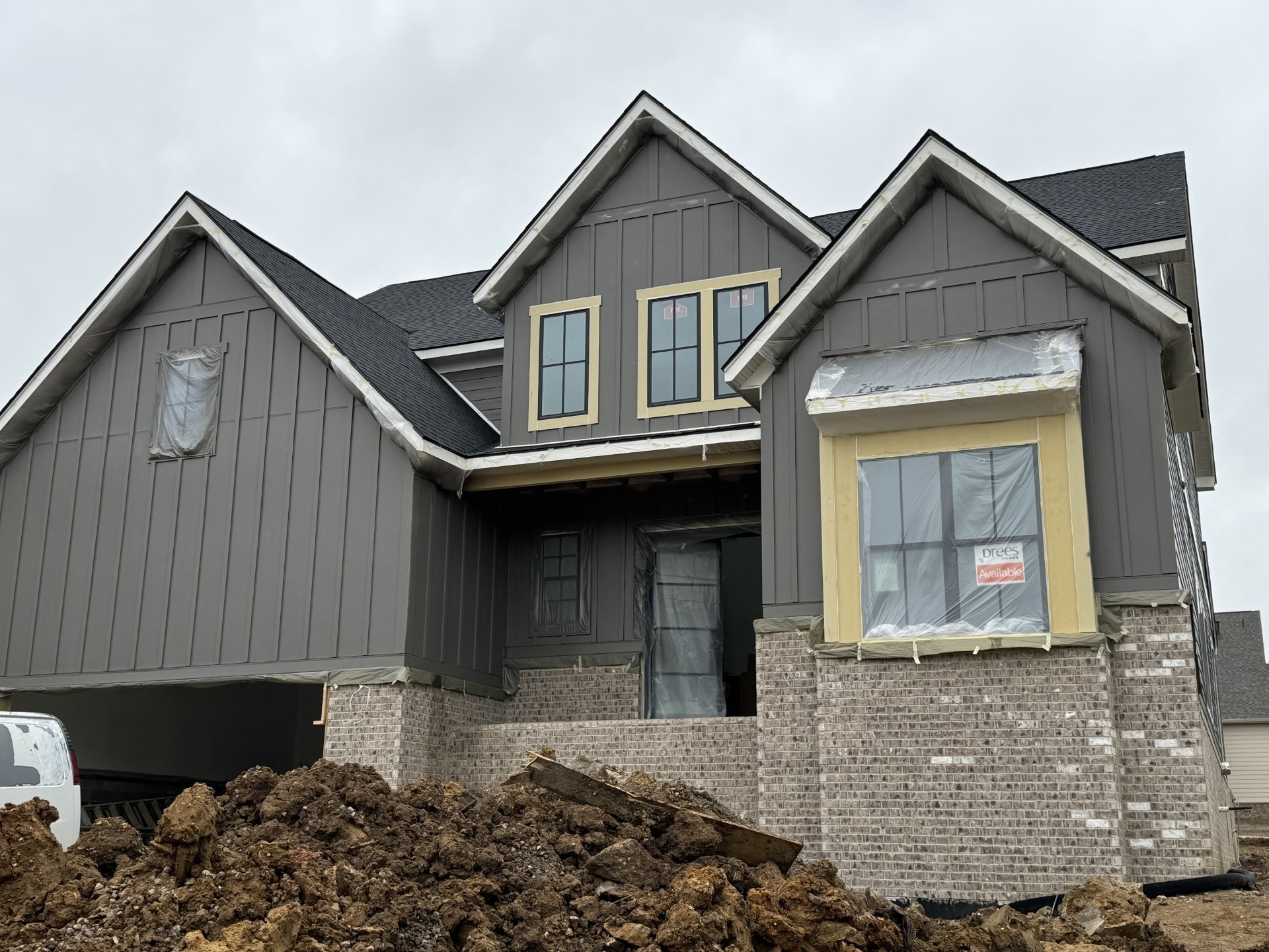 Located in a cul de sac within the popular community of High Park Hill, this is the Monroe plan under construction with an estimated completion of March.