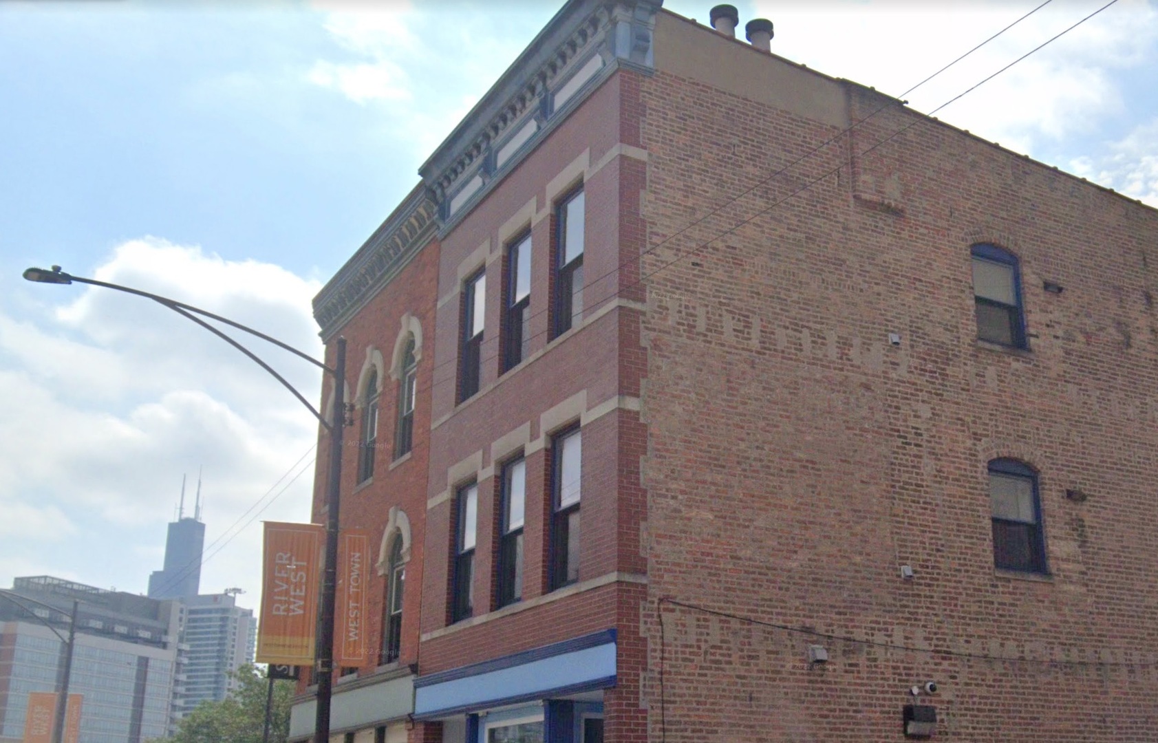 a view of a brick building