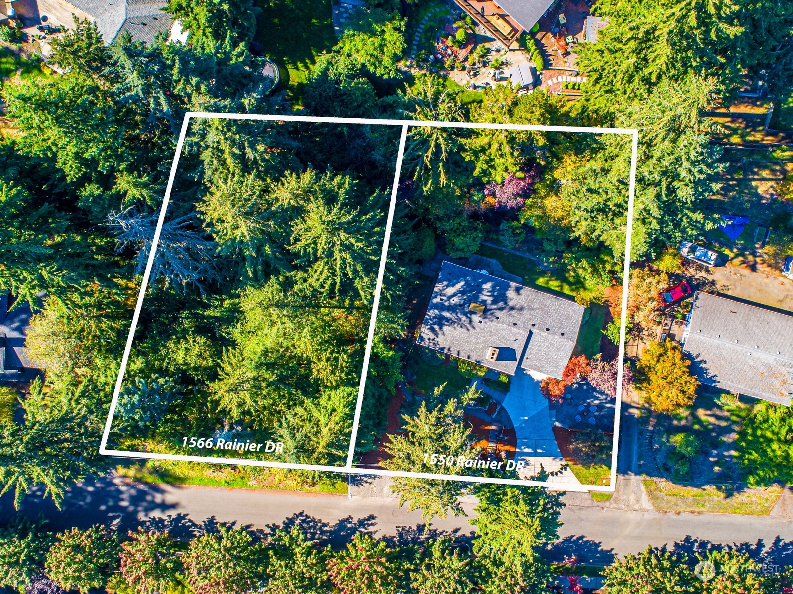 an aerial view of house with a swimming pool