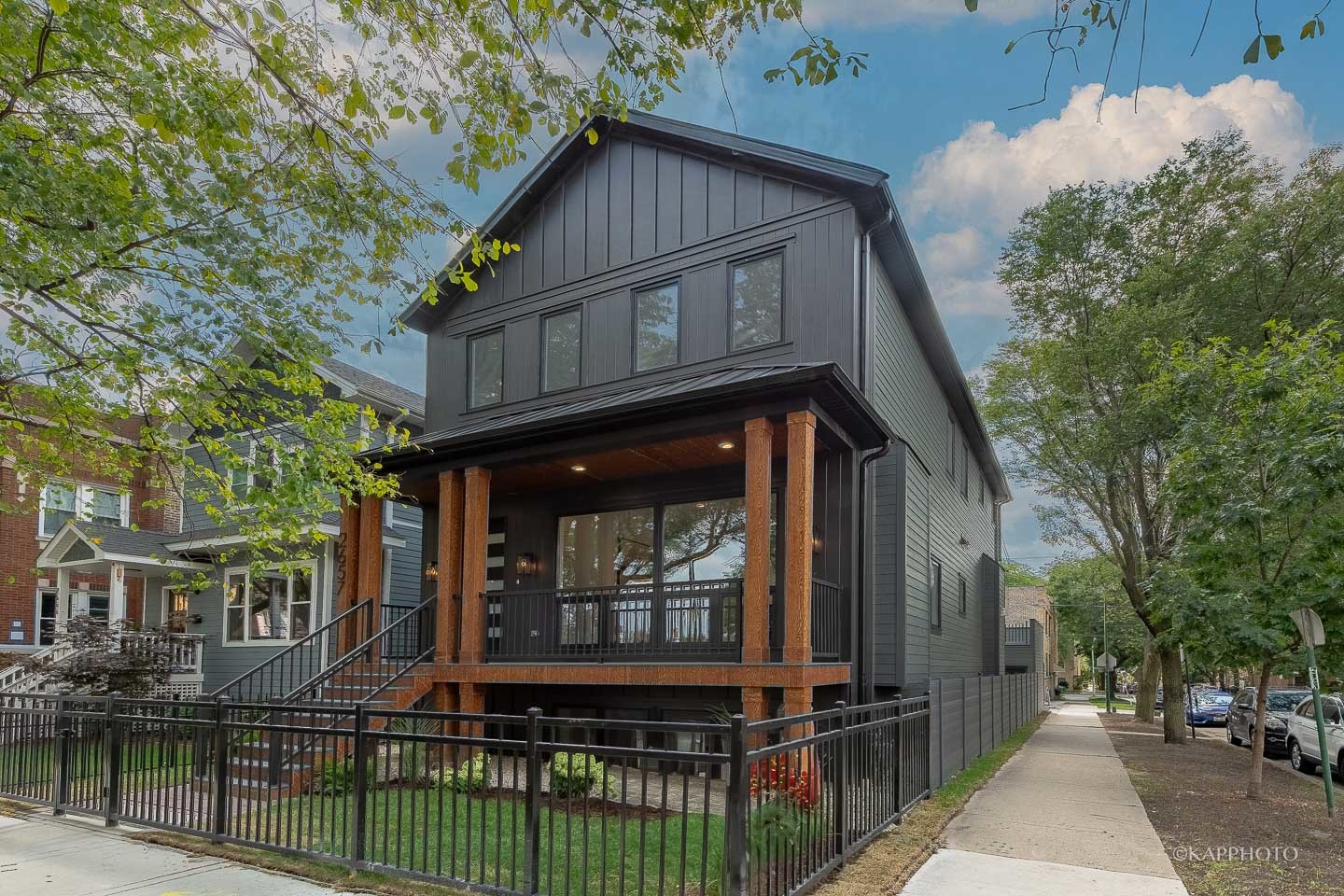 front view of a house with a porch