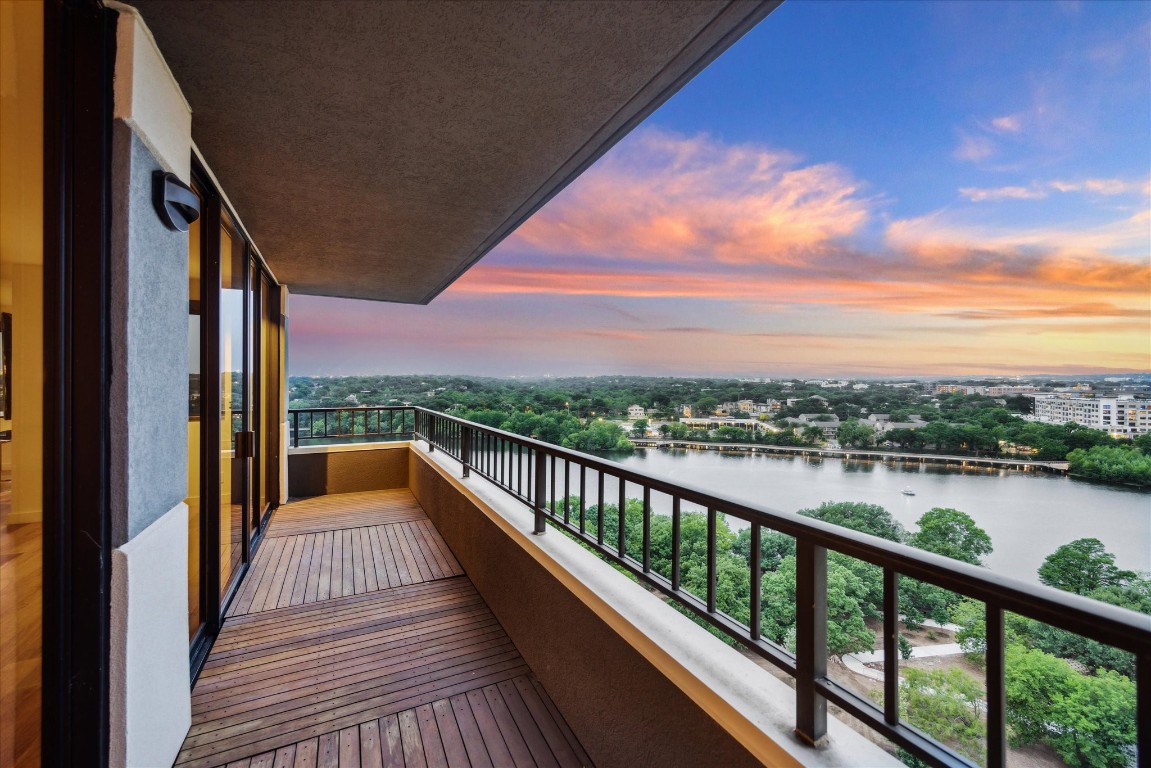 a view of city from a balcony