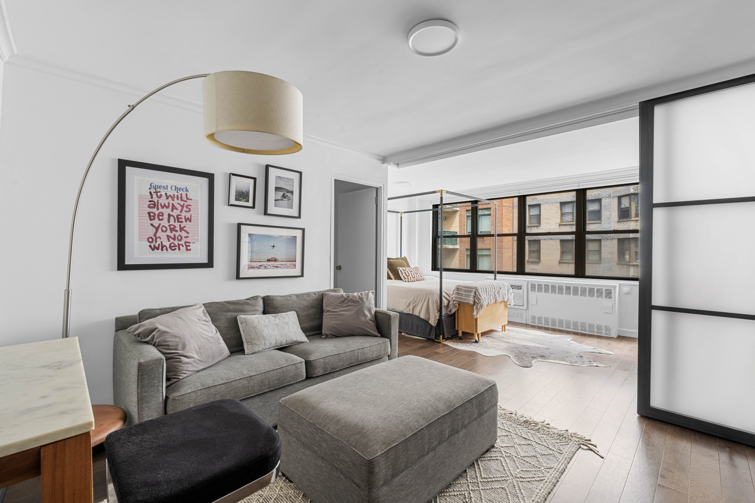 a living room with furniture