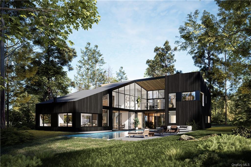 a house view with garden space and trees