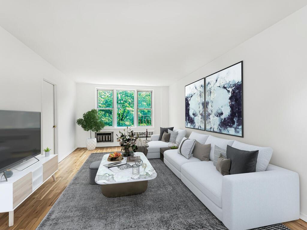 Living room featuring dark hardwood / wood-style floors