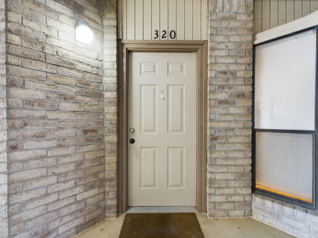 a view of a wooden door