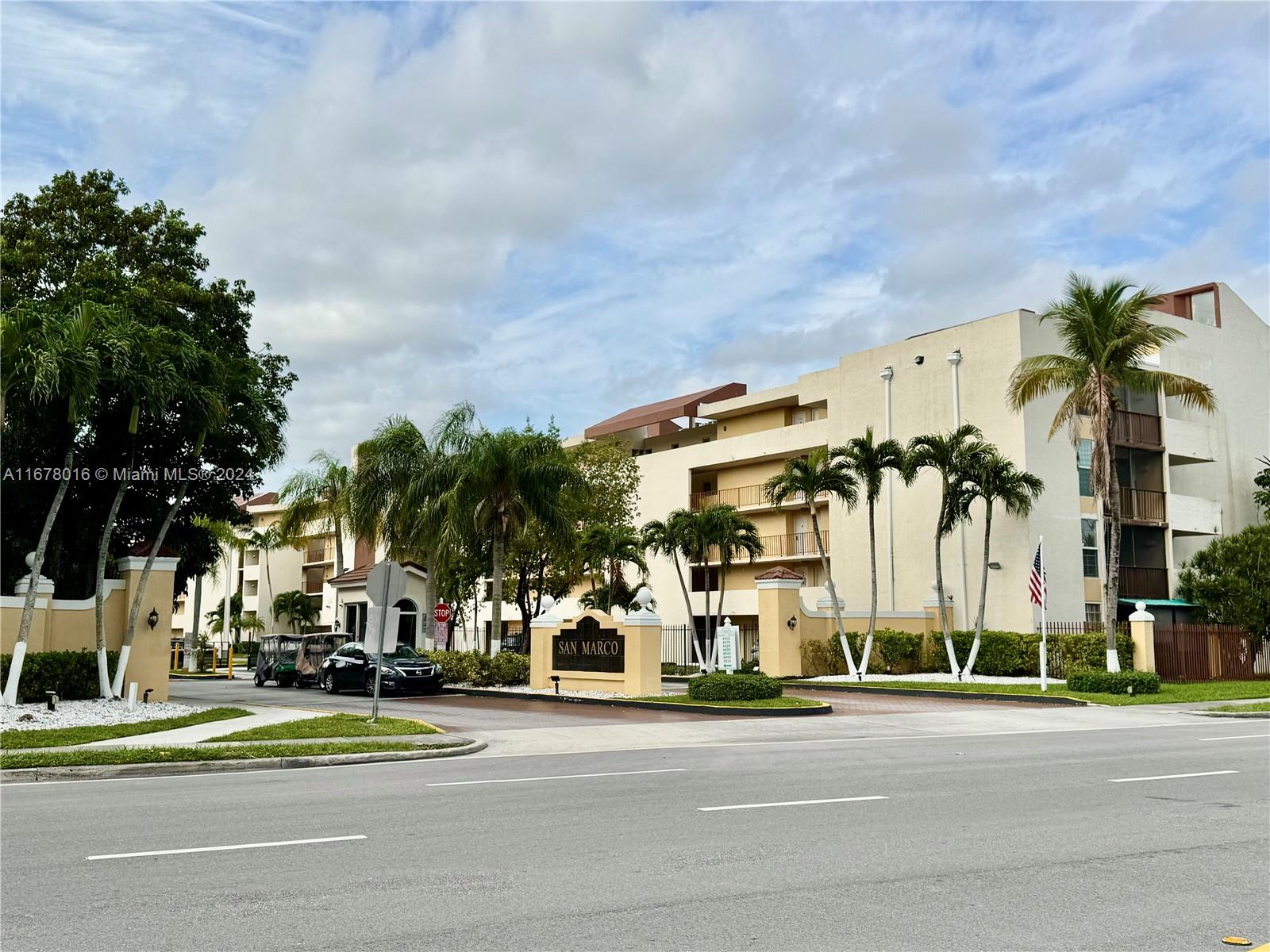 a view of a building and a street