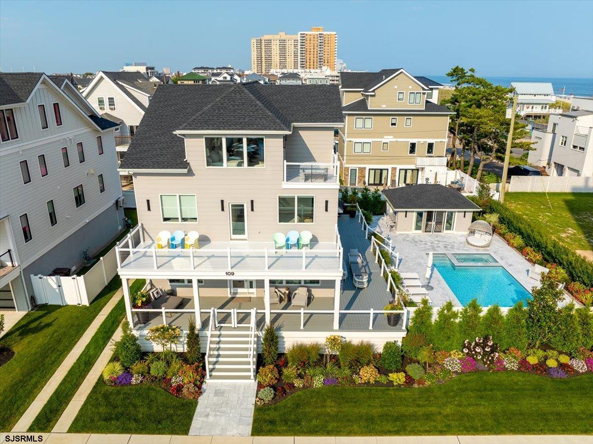 an aerial view of multiple houses