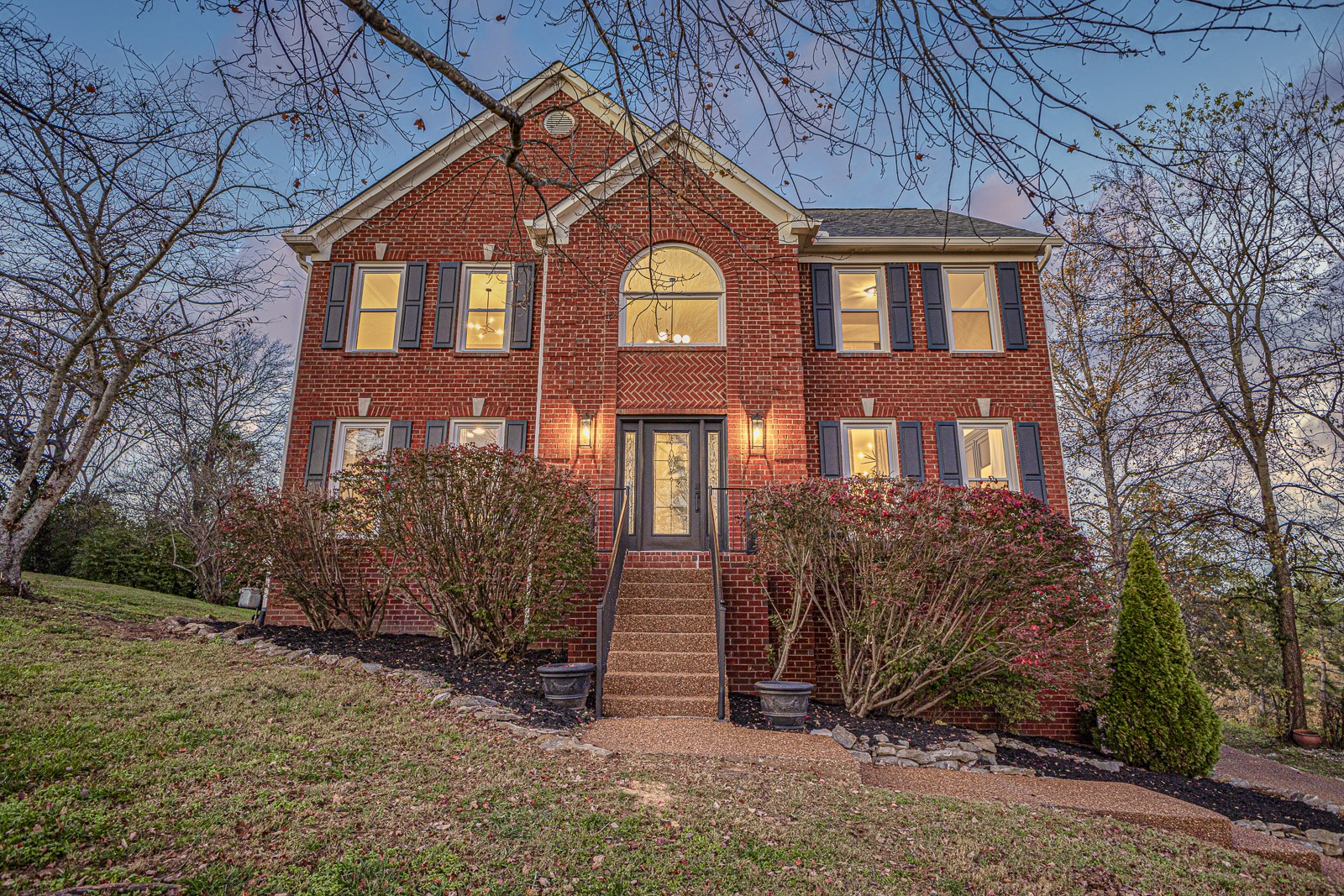 a front view of a house