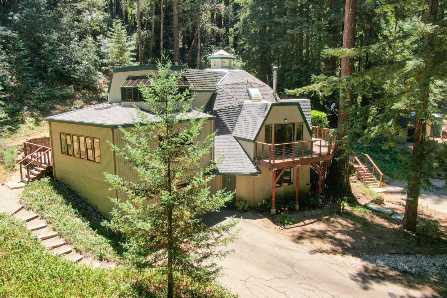 an aerial view of a house