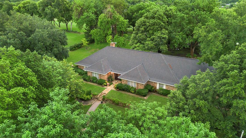 an aerial view of a house