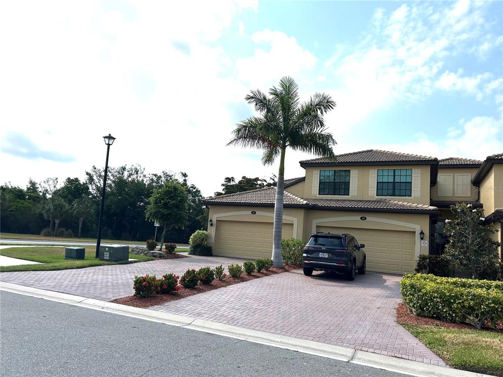 a car parked in front of a house