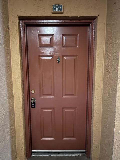 a view of a door of the house