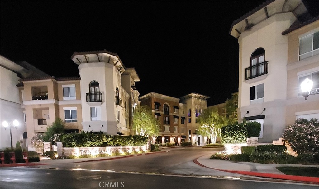 Night view of entrance to the Madison