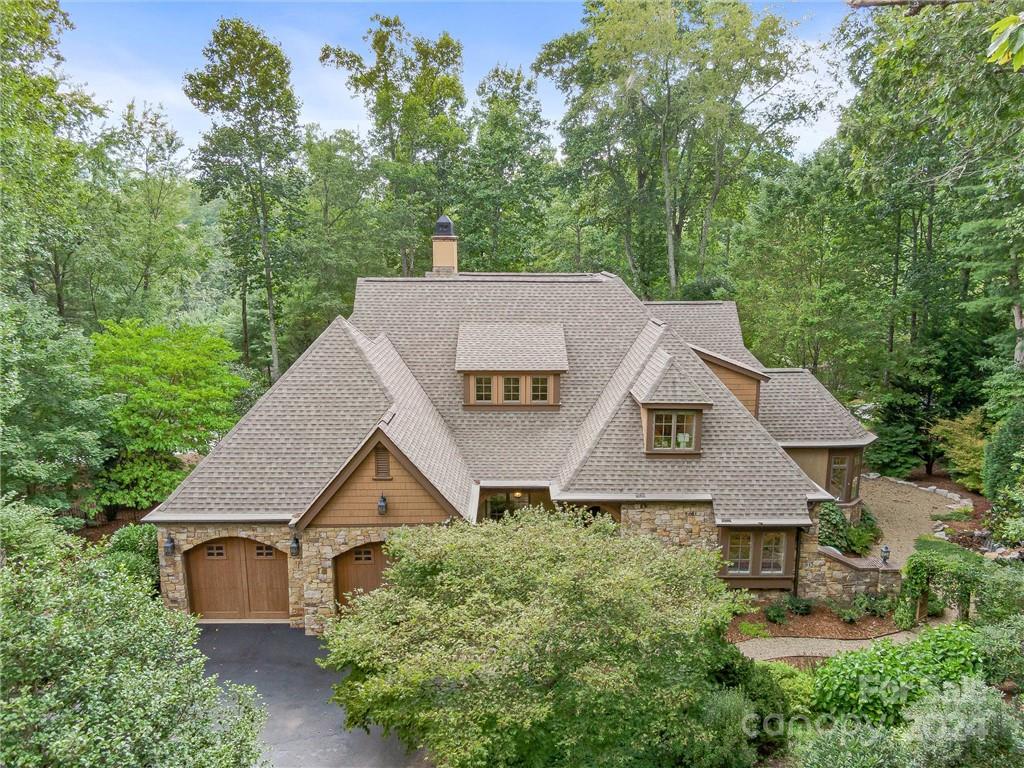 an aerial view of a house