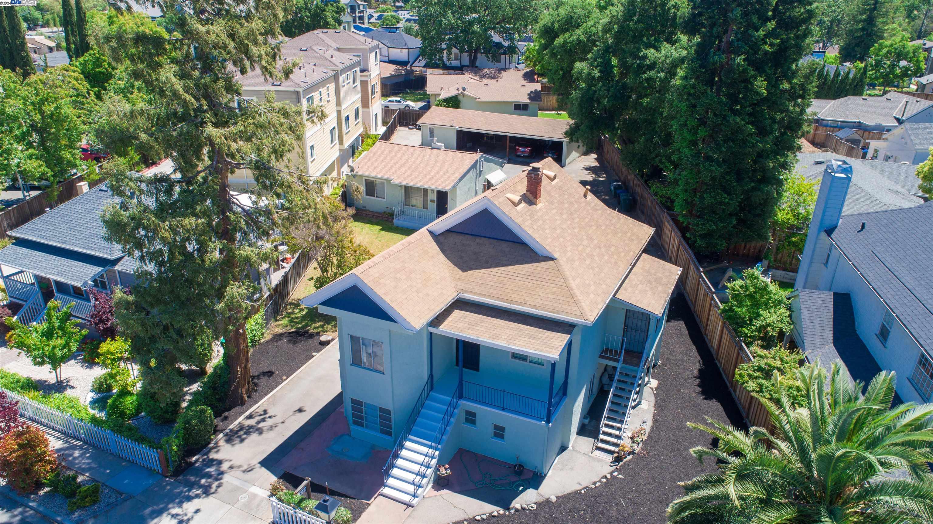 an aerial view of a house