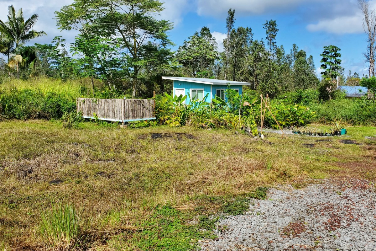 a view of a backyard