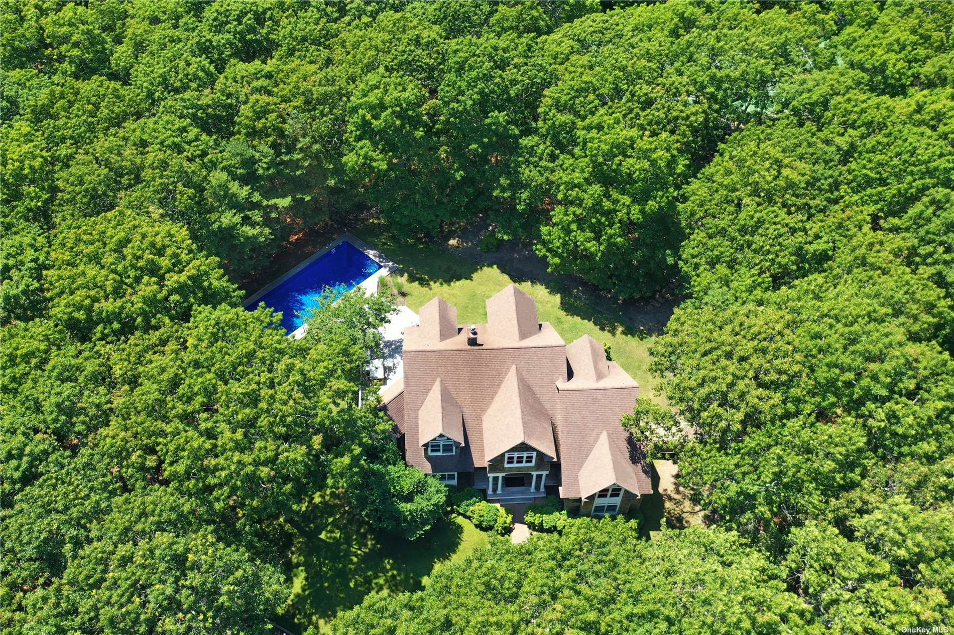 an aerial view of a house