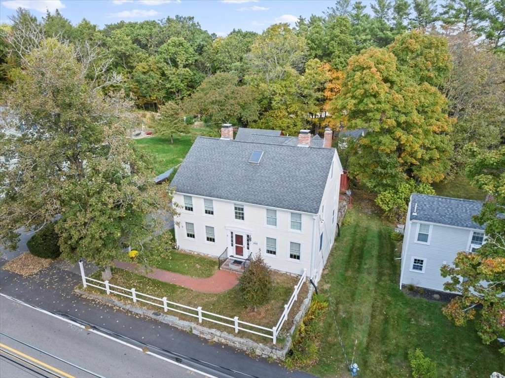 an aerial view of a house