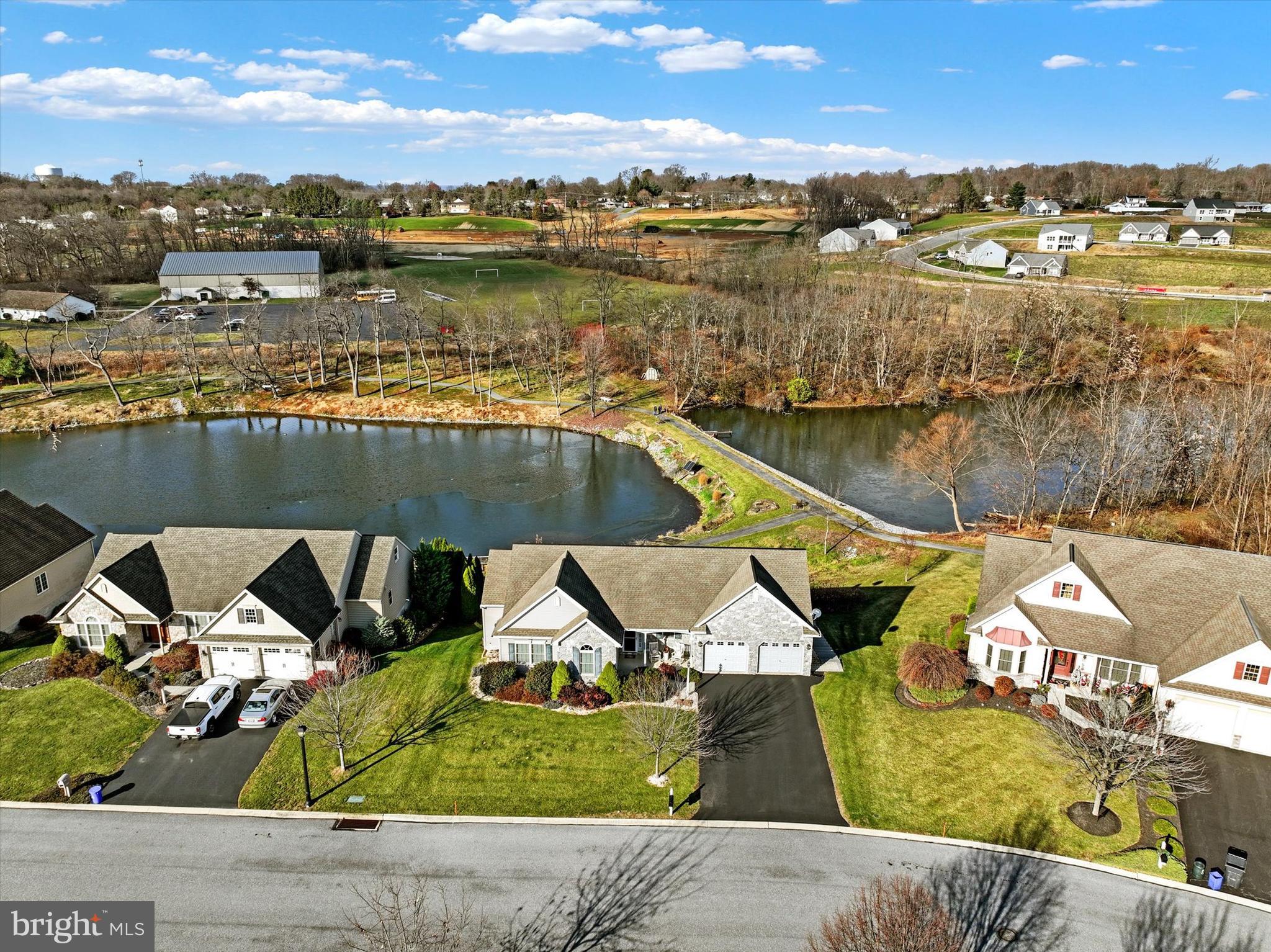 a view of a lake with a house