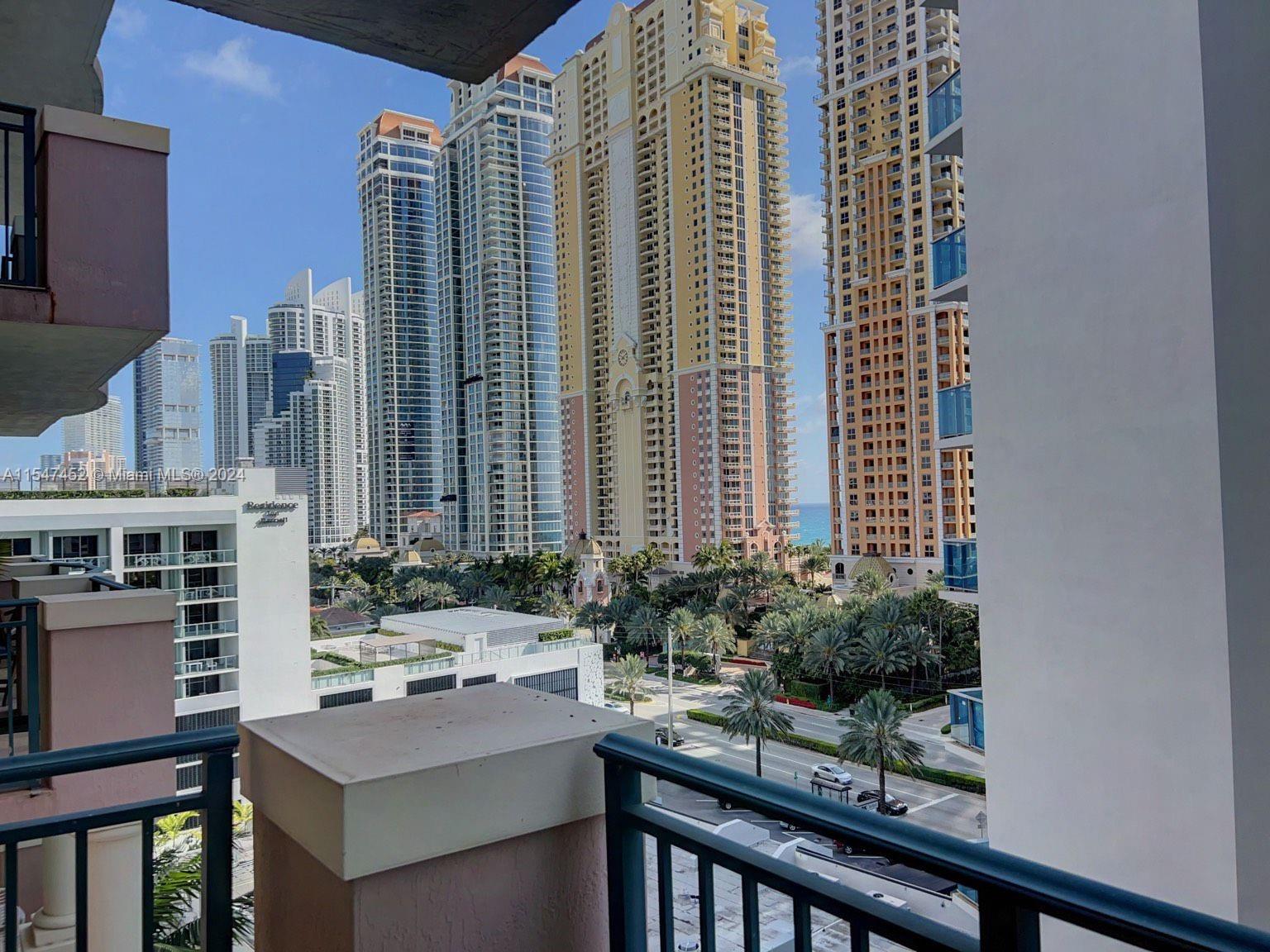 a view of a city from a balcony