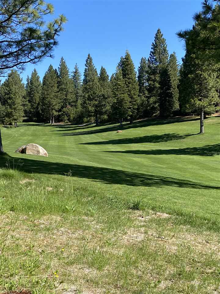 a view of a golf course with a lake