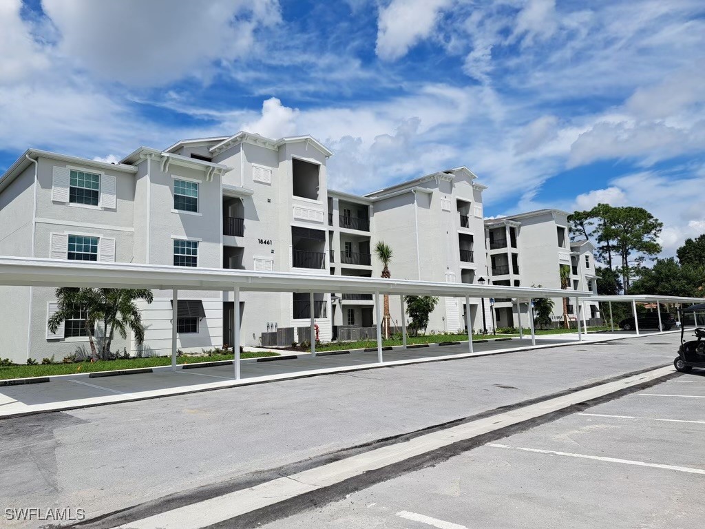 a front view of a building with street