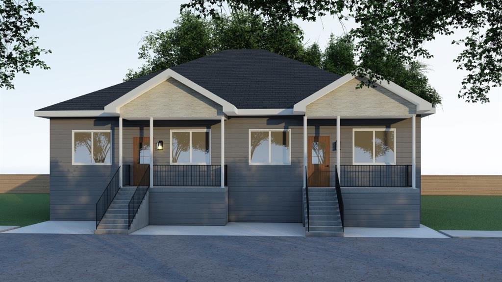 EXTERIOR RENDERING OF DUPLEX - Will have extended driveways for parking, landscaping and a modern paint finish.