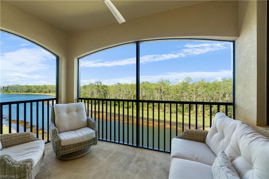 a balcony with furniture