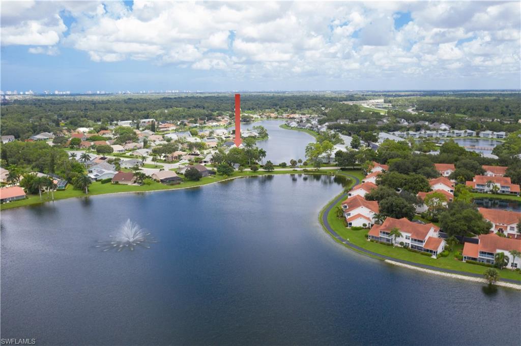 a view of a lake with houses