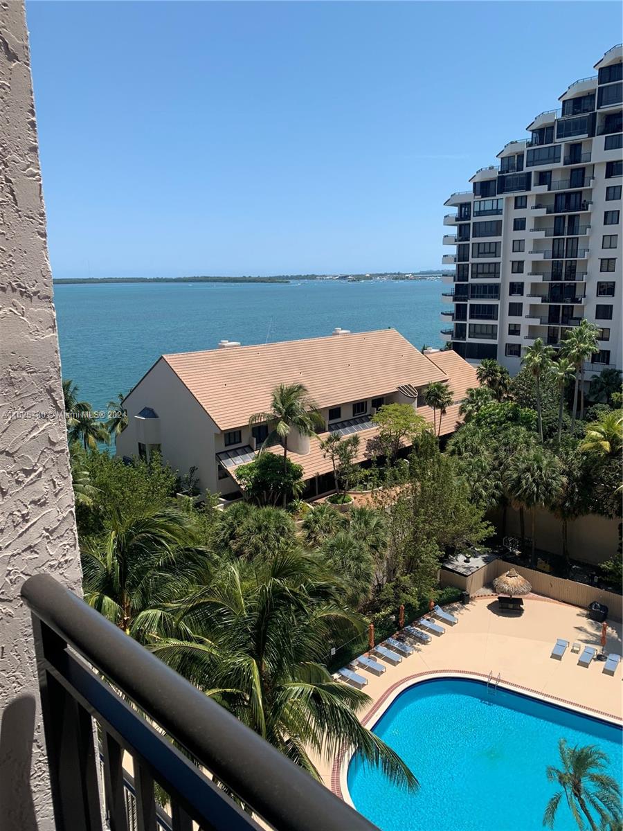 an aerial view of balcony with ocean view