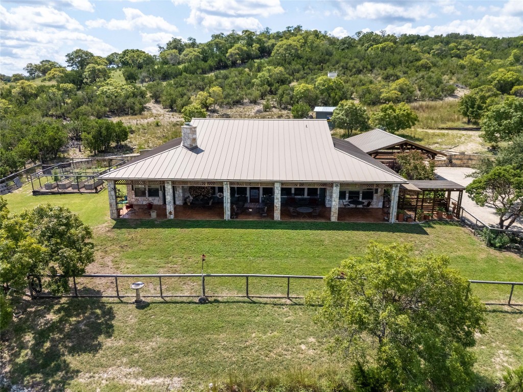 an aerial view of a house