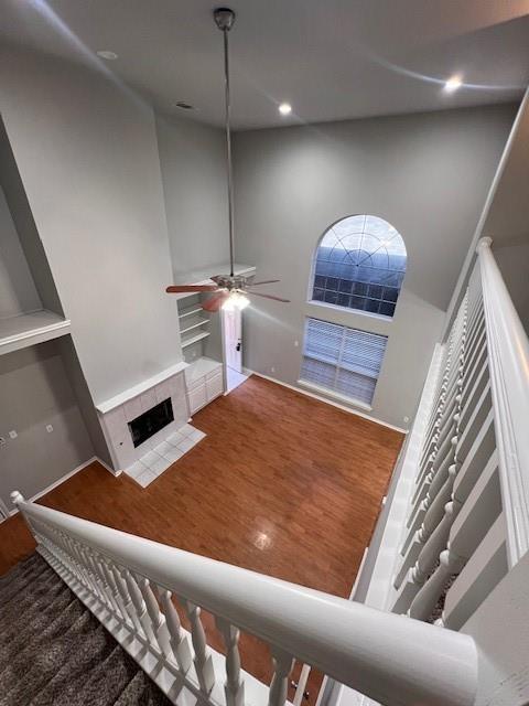 a living room with chairs