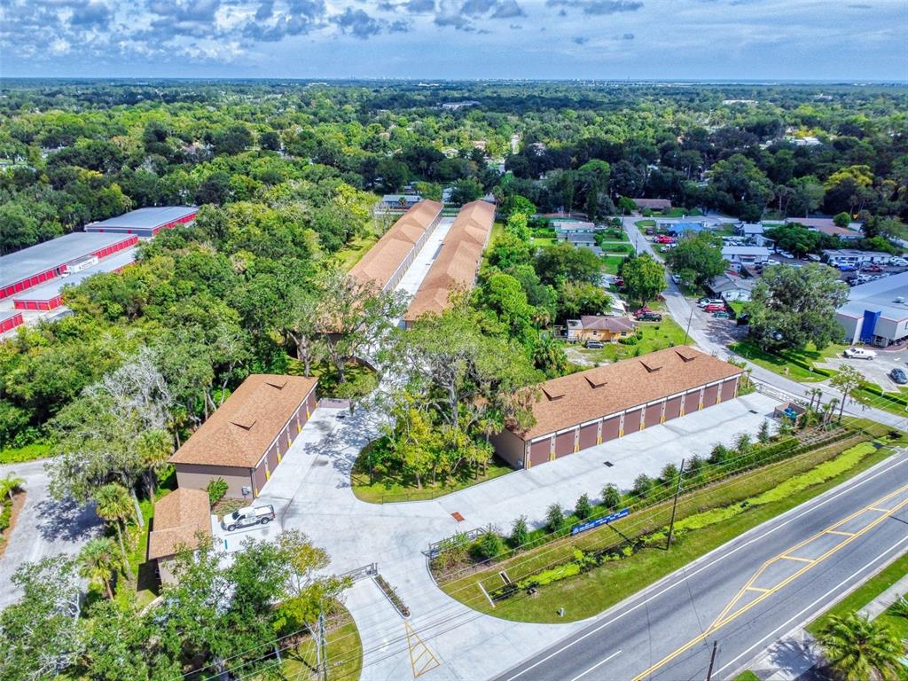 an aerial view of a house