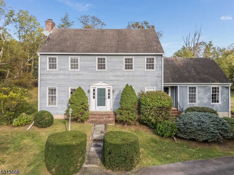 a aerial view of a house with a yard and potted plants