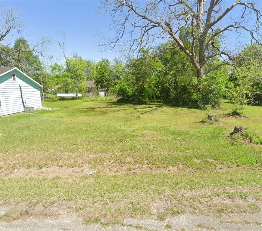 a view of a yard with an trees